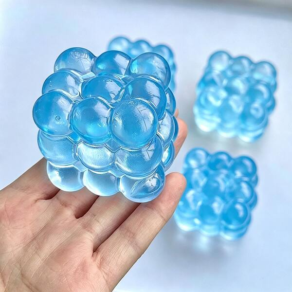 1 pieza Juguete de alivio de estrés tejido al por mayor, bola de gel TPR para apretar, anillo tejido de gel de unicolor y alta transparencia azul, bola de estrés ASMR portátil y deformable, pequeño regalo para Halloween, Navidad y calcetín, juguete de escritorio de oficina para vacaciones