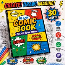 1pc 30-Page Blank Comic Book Sketchbook, DIY Manga Drawing Notebook With Multiple Panel Layouts, Speech Bubbles And Comic Explosion Designs, Classic Panel Style Art Journal, Suitable For Hand Drawing, Creative Writing And Gifting - One Size Fits All - View 1
