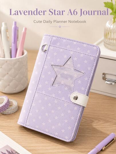 A6 Loose-Leaf Planner, Star And Polka Dot Loose-Leaf Diary, Replaceable Inner Pages, Daily Schedule Memo For Work, Study And Office, Back To School Essentials, Cover And Inner Pages Only