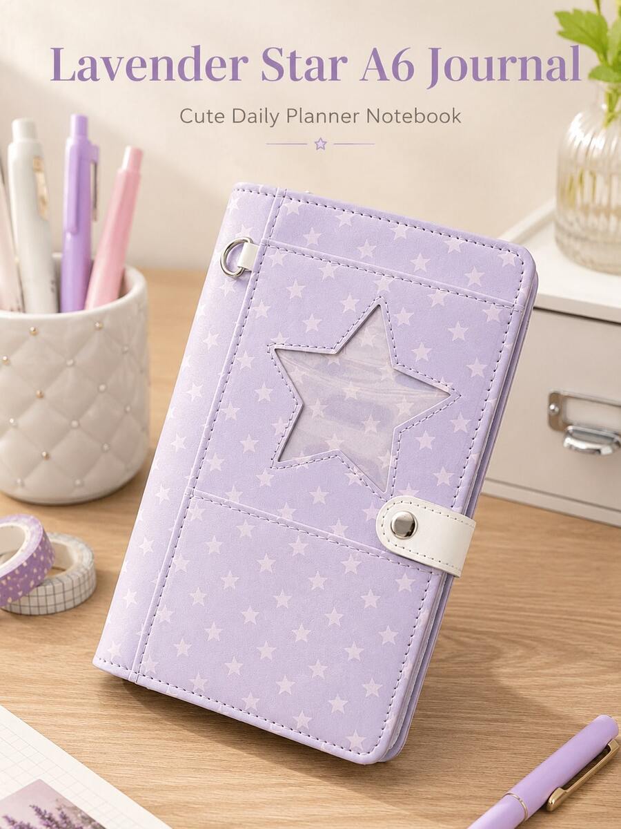 A6 Loose-Leaf Planner, Star And Polka Dot Loose-Leaf Diary, Replaceable Inner Pages, Daily Schedule Memo For Work, Study And Office, Back To School Essentials, Cover And Inner Pages Only