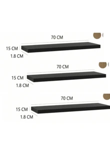 Minimalist Floating Wall-Mounted Shelf, 40/50/60/70/80cm Multi-Size Wooden Display Rack, Invisible Bracket, Wall-Mounted Display Storage Shelf, Modern Hanging Storage Rack, Suitable For Books, Photos, Decor, Bedroom, Living Room, Bathroom, Home Decor - Black - View 19