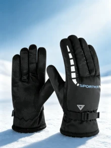 Outdoor Cold-Proof Ski Gloves, Thick Fleece Lining, Waterproof, Windproof, Non-Slip Grip, Adjustable Strap, Warm Winter Gloves Suitable For Skiing, Cycling, Hiking, Fishing - Multicolor - View 6