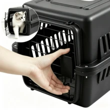1 Trasportino per animali domestici con manico superiore, porta a scatto per impedire la fuga degli animali, design con ventilazione cava, adatto per viaggi all'aperto e uso in veicolo - Multicolore - Visualizzare 4