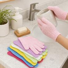 Luvas de Esfoliação de Cinco Dedos para Banho em Casa, Fibra Alta e Fofa que Cria Espuma Densa Facilmente, Design com Dedos Separados Sem Restringir o Movimento das Mãos, Esfoliação de Todo o Corpo para Remover Pele Morta em Excesso, Item de Limpeza de Cuidados com a Pele Diários para Banheiro, Sabonete Corporal - Multicolorido - Visão 4