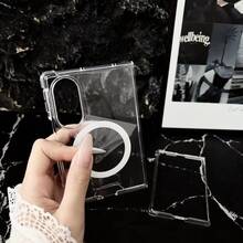 Magnetic Clear Crystal Phone Case Compatible With Samsung Galaxy Z Fold8 Ultra/Fold 8 Wide/Fold7/Z Fold6/Z Fold5/Z Fold4, Anti-Yellow Shockproof Drop Resistant Slim Transparent Protective Cover Minimalist Fashion Foldable Phone Shell - Clear - View 10