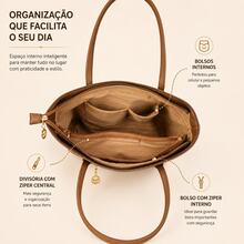 Classic Work Tote Bag Stylish Large Capacity PU Leather With Multiple Compartments - Carne - Ver 9