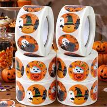 Halloween Roll Seal Stickers, Holiday Party Gift Packaging Stickers, Ghost Pumpkin Round Halloween - Multicolor - View 4