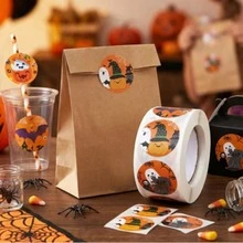 Halloween Roll Seal Stickers, Holiday Party Gift Packaging Stickers, Ghost Pumpkin Round Halloween - Multicolor - View 8