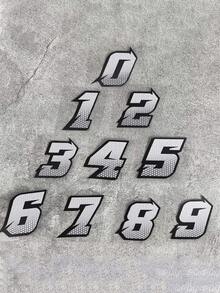 Honeycomb Racing Number 0-9 Waterproof Vinyl Sticker Set – Gray/Black Motorcycle Decorative Stickers - A - View 10