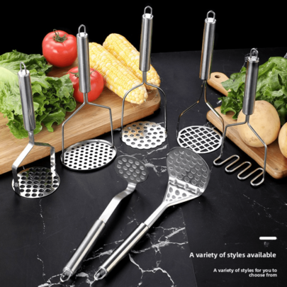 Stainless Steel Mashed Potato Press Manual Press Tool Garlic Press Potato Press Kitchen Supplementary Food Gadget
