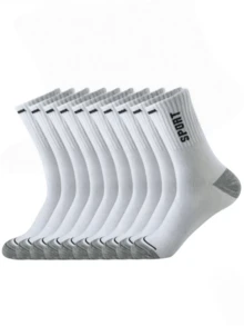 1/5/10/20 Pairs Unisex Black & White Mid-Calf Sports Socks, Couple Socks, Comfortable Casual Breathable, Suitable For Daily Wear & Sports, All Seasons - Multicolor - View 15