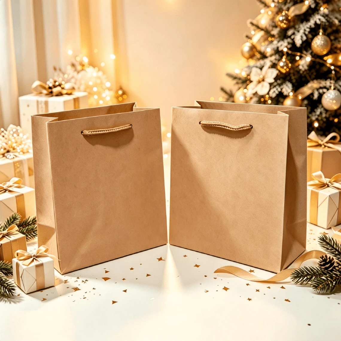 10pcs/5pcs Kraft Paper Gift Bags, Solid Color Minimalist Gift Bags, Suitable For Birthday, Wedding, Various Parties, Souvenir Gift Packaging Bags, Universal Gift Packaging Bags For Various Festivals - View 1
