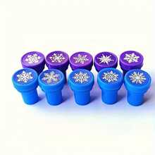 15/25/35件組冬季雪花印章，多色塑膠雪花手蓋印章，適用卡片製作、聖誕節假期派對禮物 - 彩色 - 查看 4