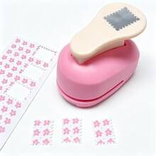 1pc Pink Handheld Stamp-Shaped Paper Punch & Embossing Tool, Manual Decorative Border Embossing Puncher, Suitable For Scrapbooking, Planner, Card Making, Photo DIY Craft Supplies - Stamp Pink - View 7