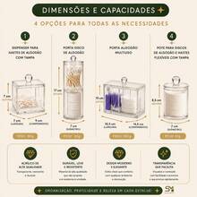 Dispenser Para Hastes de Algodão Cotonete com Tampa Transparente Porta Discos Organizador Multiuso Banheiro - Redondo Simples - Visão 4