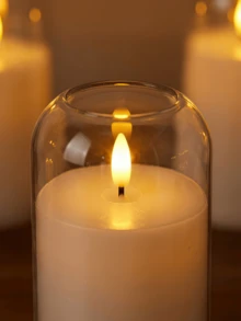 1pc/2pcs/3pcs Flameless LED Candles With Remote Control And Timer, Upgraded Water Drop Shaped Wick, Battery Operated Electronic Candles (Batteries Not Included), Suitable For Home Decor, Fireplace Mantel, Dining Table Centerpiece, Wedding, Garden, Christmas, Halloween Decoration, Party Decoration - Transparent - View 3
