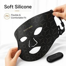 SUNPINT 7-Color LED Silicone Beauty Face Mask, 95 High-Brightness Red Light Beads, 630nm 650nm Red Light Wavelength, Helps Maintain Skin Health, Suitable For Daily Care, Keeps Skin Clean And Moisturized - Black - View 4