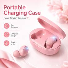 Pink Mini Wireless Earbuds With Charging Case, Suitable For Women And Girls, 150mAh Battery - View 6