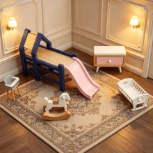 1/5pcs 1:12 Scale Mini Room Furniture Set, Dollhouse Decoration Set With Loft Bed With Slide, Crib, High Chair, Rocking Horse And Diaper Changing Table, For 3D Model Making, Dollhouse Scene Layout, Room Construction, Mini Garden Collectibles - Multicolor - View 10