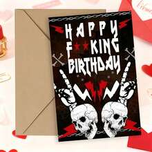 Heavy Metal Birthday Card, A Striking And Unique Birthday Card Designed Specifically For Rock Music Lovers, Perfect For Friends Or Colleagues Who Appreciate Unique And Humorous Birthday Greetings. Includes Envelope And Card - Red Envelope + Greeting Card - View 7
