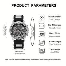 2PCS Men's Watch Set, Quartz Wristwatch With Decorative Bracelet, Suitable For Birthday, Anniversary, Halloween, Christmas Gifts And Daily Wear - Black - View 2