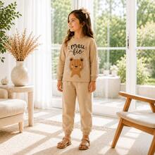 Kit de moletom 10 peças conjunto completo com calça e agasalho estampado criança infantil para meninas de 06 até 10 ANOS - Multicolorido - Visão 11