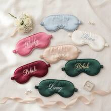 1pc Personalized Embroidered Sleep Mask, Customized Name Satin Eye Mask, Letter Combination Sleep Mask, Bridesmaid Gift, Satin Sleep Mask, Gift For Her - Multicolor - View 7