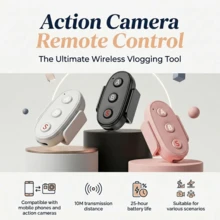 BT 5.3 Wireless Remote Control, Compatible With DJI Action 4/5 Pro/6, Compatible With Insta360 X3/X4/X5 Rechargeable Action Camera Controller, Remote Distance Up To 10 Meters - Multicolor - View 1