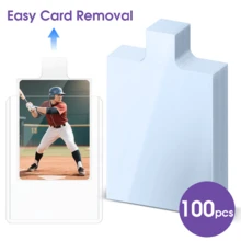 100PCS ReSealable Card Holder Sleeves For Top Loader/Magnetic Card Holder PSA Protector/Clear Plastic Waterproof Sleeves Pull Tab Card Sleeves Card Holder Extractors, Allowing For Easy Card Removal Without Causing Any Damage, Game Inner Sleeves - Multicolor - View 12
