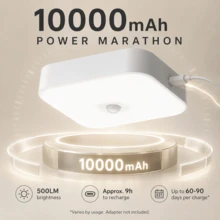 1件/2件裝 可充電式感應天花板燈,10000mAh USB充電,500LM高亮度LED,支援白天/夜晚/關閉模式,適用於走廊、衣櫥、樓梯間與臥室的無線燈 - 均碼 - 查看 4