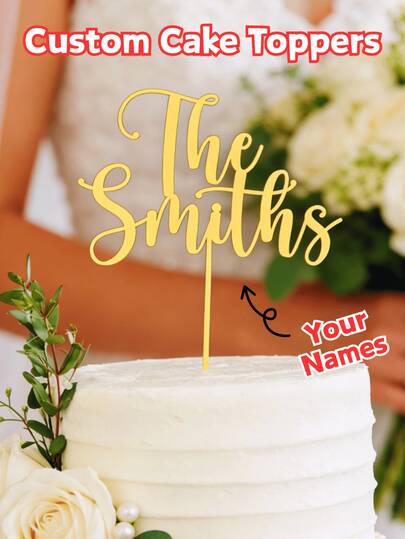 1/3/5pcs Customized Cake Toppers, Wedding Cake Decor | Suitable For Couples, Newlyweds, Engaged Couples, Bride And Groom | Perfect For Weddings, Engagements, Anniversaries, Valentine's Day, Birthdays, Gift Exchanges | Can Be Used As Wedding Favors