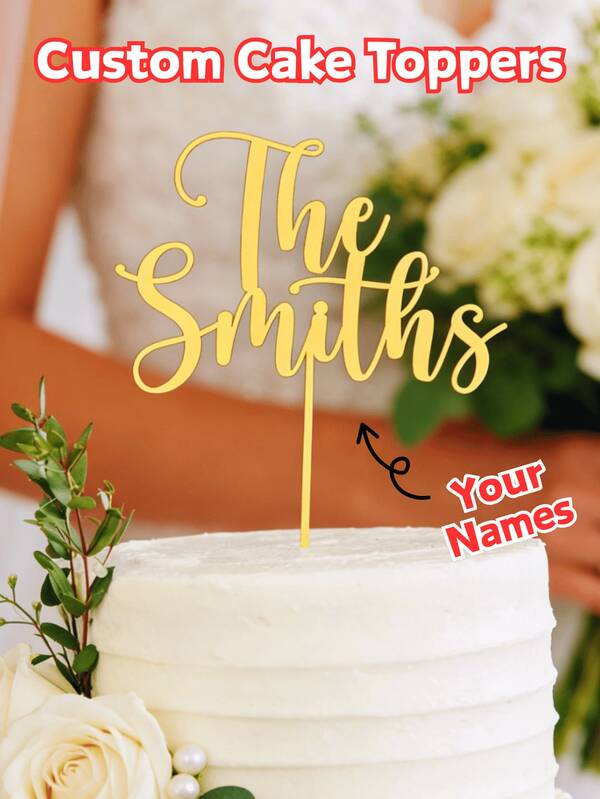 1/3/5pcs Customized Cake Toppers, Wedding Cake Decor | Suitable For Couples, Newlyweds, Engaged Couples, Bride And Groom | Perfect For Weddings, Engagements, Anniversaries, Valentine's Day, Birthdays, Gift Exchanges | Can Be Used As Wedding Favors