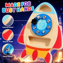 Children's Wooden Rocket Busy Board Toy With Screws, Nuts, Bolts And Tools Set, Hand-Eye Coordination Training, Thinking And Motor Skills Development, Parent-Child Interactive Game, Birthday Gift - Multicolor - View 8