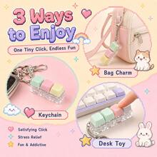 Cute Keyboard Fidget Keychain,4-In-1 Stress Relief ClickerToy With ,Keyboard Button Finger Clicker For Anxiety Relief - Multicolor - View 10