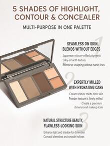 NOVO Palet Makeup Wajah Multifungsi 4 Warna: Concealer, Contour & Highlighter, Menutupi Noda & Kemerahan, Menciptakan Kontur Wajah 3D, Tahan Keringat, Palet Makeup Portabel untuk Perjalanan - 01# Aprikot Manis Merah Muda - View 3