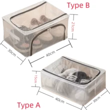 1pc Rectangular Shoe Box, Transparent PVC Material, Multi-Functional Storage, Steel Frame Support, With 2 Removable Windows, Suitable For Sneakers And High Heels, Can Be Placed Under Bed, Dust-Proof Foldable Underbed Shoe Box - Multicolor - View 13