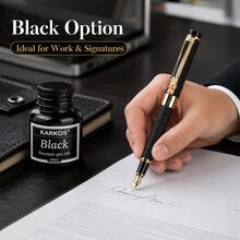 Pulpen Fountain dengan Desain Motif Naga, Termasuk Tinta Hitam 30ml, Pulpen Isi Ulang dengan Tulisan Halus, Pilihan Warna Emas/Perak/Hitam, Set Pulpen Hadiah Kaligrafi Elegan untuk Kantor dan Buku Harian - Pulpen ujung tunggal + tinta - View 7