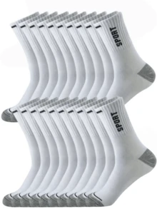 1/5/10/20 Pairs Unisex Black & White Mid-Calf Sports Socks, Couple Socks, Comfortable Casual Breathable, Suitable For Daily Wear & Sports, All Seasons - Multicolor - View 6