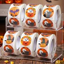 Halloween Roll Seal Stickers, Holiday Party Gift Packaging Stickers, Ghost Pumpkin Round Halloween - Multicolor - View 5