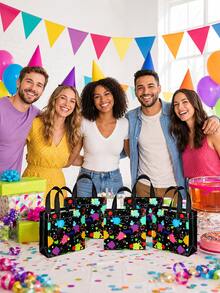 10PCS Colorful Gift Bags With Handles, Suitable For Art Theme Birthday Party Favors, Gift Bags, Candy Bags, Shopping And Event Supplies - Multicolor - View 2
