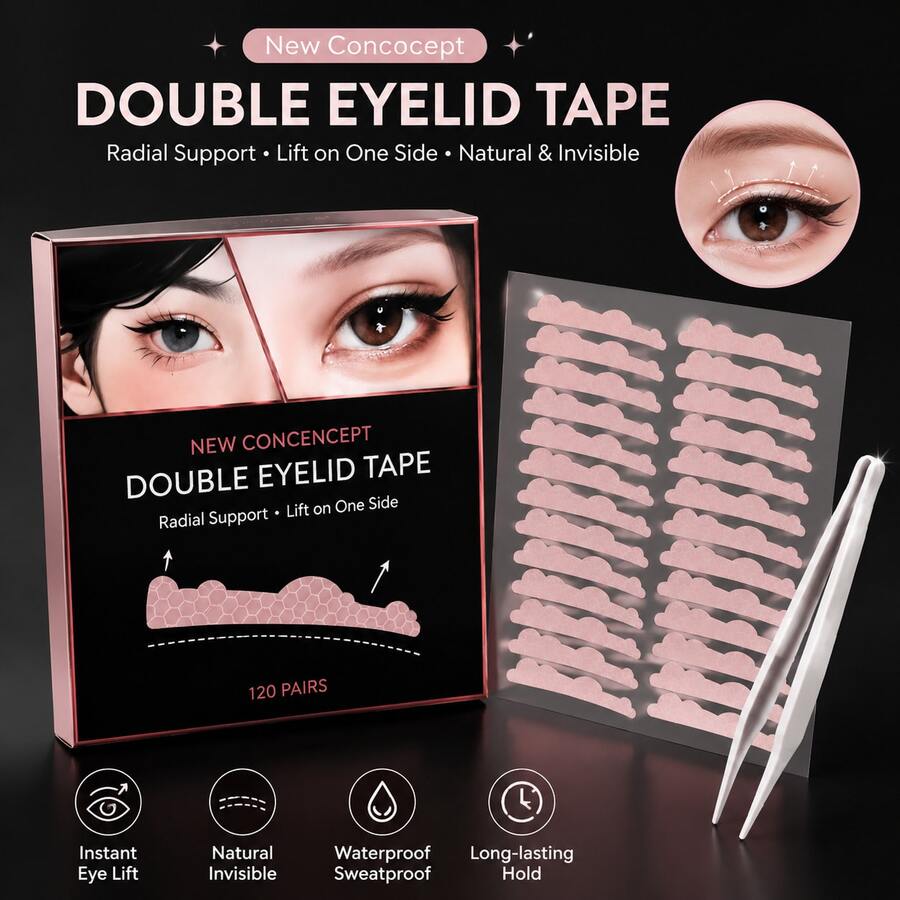 32/180/360pcs 3D Double Eyelid Tapes, Waterproof, Recommended For Beginners, Invisible, Natural, Sweat-Resistant - Clear - View 1