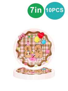 10pcs Capybara Themed Birthday Decorations, Party Disposable Tableware Decorations Including Napkins And Paper Cups Cute Cartoon Party Decorations, Birthday Decorations, Friends Parties, Outdoor Camping Picnics, Holiday Party Supplies - Multicolor - View 7