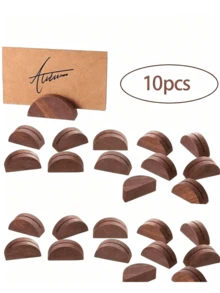 12/24pcs Elegant Wooden Table Number Holders, Semi-Circular Table Card Holders Suitable For Weddings, Beach Parties, Birthday Parties And Gardening Events, Office Label Photo Business Card Holders, Wedding Tabletop Retail Store Event Decor - A - View 15