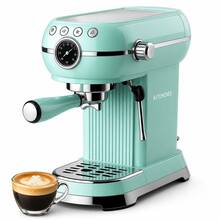 Cafetera Eléctrica Retro Kitchenes, Espresso, Capuchino y Espuma, de 1.5L, 600W de Potencia, Color Verde Menta, Diseño Vintage y Elegante, Fácil de Limpiar - verde menta - Ver 2