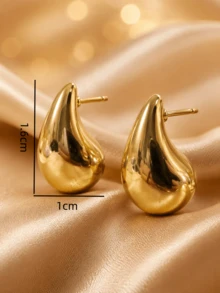 1 Pair Women's Earrings, Fashionable Elegant High-End Design Studs, Minimalist Asymmetrical Shape Commuter Versatile Ear Jewelry - Earrings - View 2