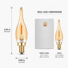 6入 C22T 0.5W 燭焰 LED 燈泡，E14 燭台燈座，220V，復古金色玻璃，暖白 2200K，相當於 7W 白熾燈，可調光，裝飾性迷你燈泡，適用於大廳、客廳、吊燈 - E14 220V-240V - 查看 3