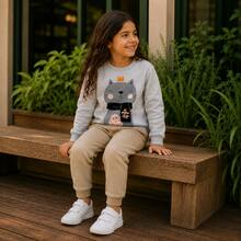 Kit de moletom 6 peças conjunto completo com calça e agasalho estampado criança infantil para meninas feminino tamanho 06 até 10 ANOS - Multicolorido - Visão 8