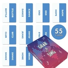 新款唱歌桌遊卡片，包含55張單字卡，適合家庭使用，完美適用於家庭遊戲之夜/生日派對/青少年團體和節日聚會，理想的聖誕節和情人節禮物 - 唱歌卡 - 查看 3
