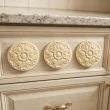 4pcs Solid Wood Carving Circular Decals, Home Decorations, Woodworking Supplies, Suitable For Cabinets, Doors And Windows, Furniture, Background Walls, Porches, Offices And Other Decorations, Holiday Decorations, DIY Decorations. - Multicolor - View 5