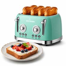 Tostador Eléctrico Retro Kitchenes, Para 4 Rebanadas, 6 Niveles de Tostado, con Bandeja para Migas, Color Verde Menta, Estilo Vintage Para Cocina Moderna - Tipo de Enchufe A Japonés (100V) - Ver 2